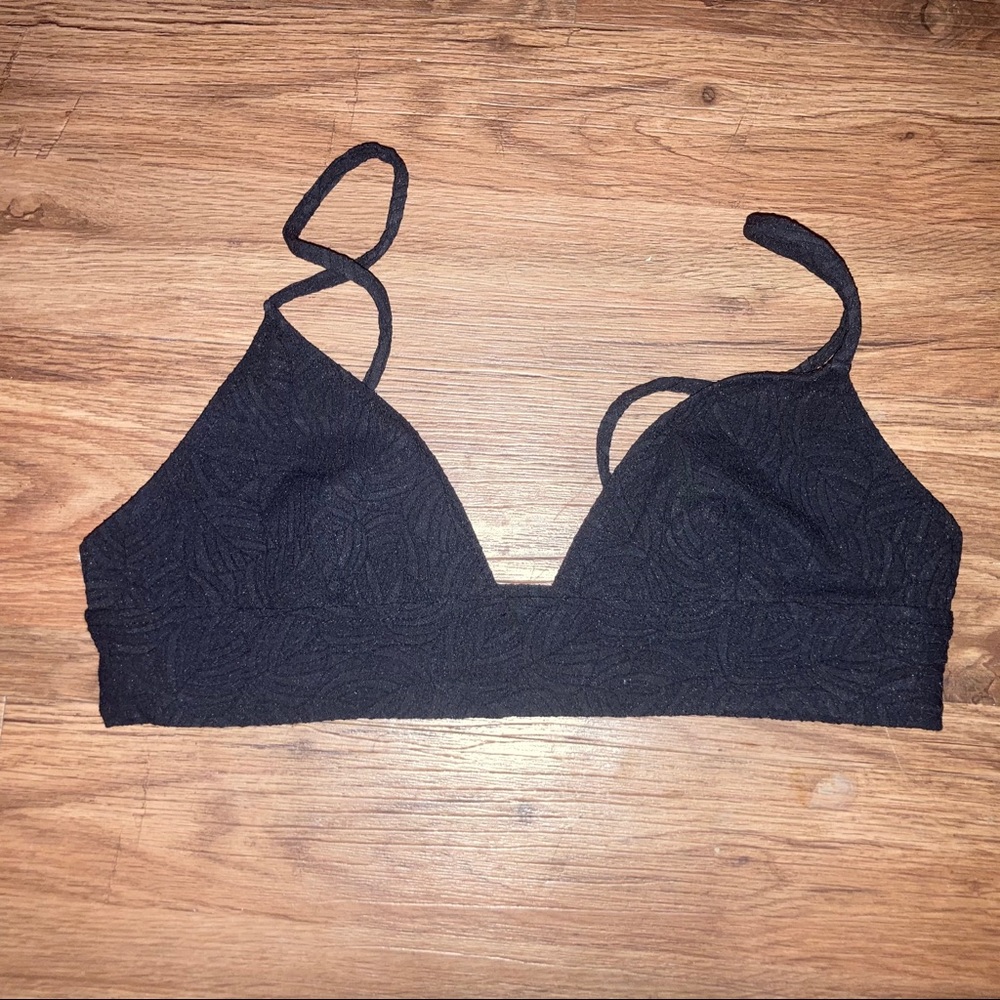 Black Textured Bralette or Bikini Top (Zara) – S